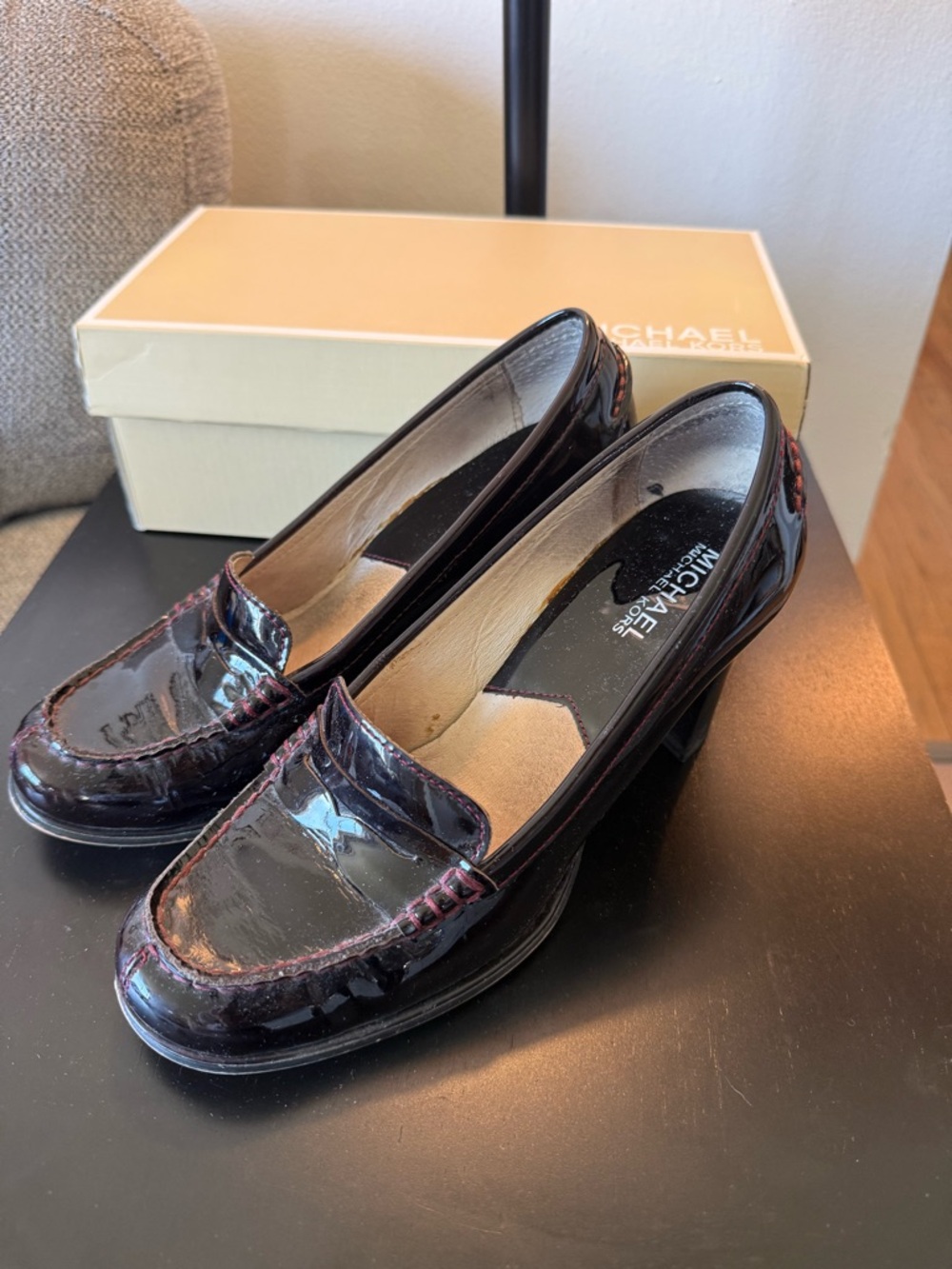 Michael Kors Women's‎ Patent Leather Loafers in Deep Burgundy
